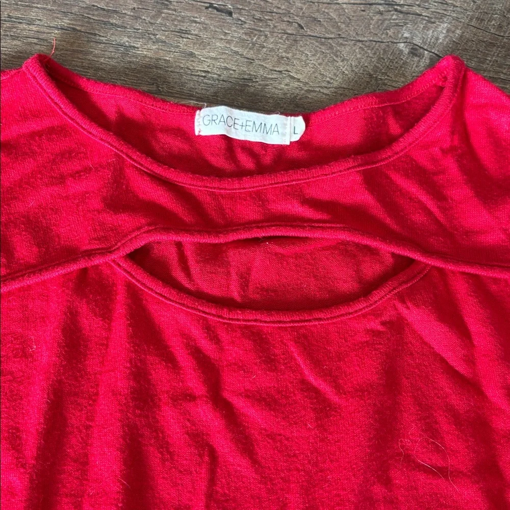 Red Keyhole Sweater - Picture 2 of 4